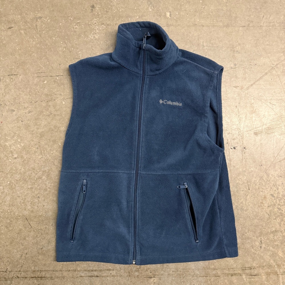 Columbia Mens Steens Mountain Fleece Vest Navy Blue Full Zip Size M